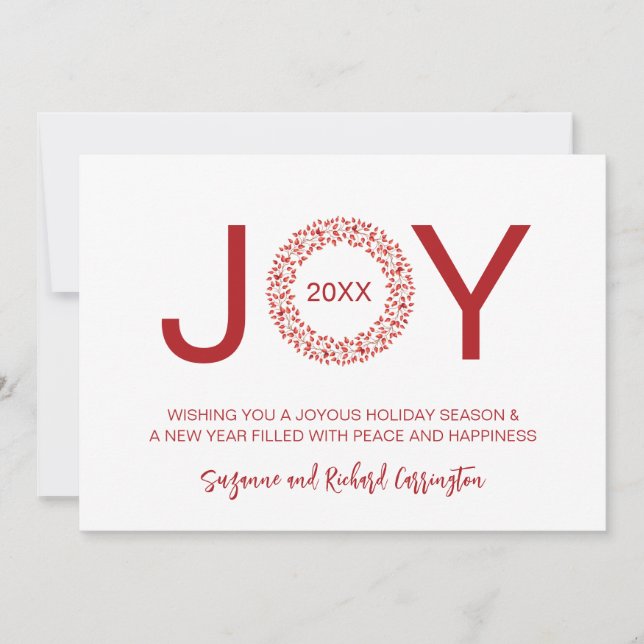 Cartes Pour Fêtes Annuelles Couronne de baies rouges cynorhodon Joie Noël. (Devant)