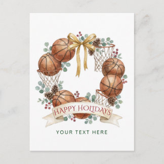 Cartes Pour Fêtes Annuelles Couronne de basketball Bow Noël
