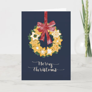 Cartes Pour Fêtes Annuelles Couronne de biscuits de Noël avec Arrière - plan g