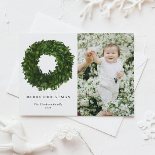 Cartes Pour Fêtes Annuelles Couronne de buis peinte à la main Joyeux Noël Phot