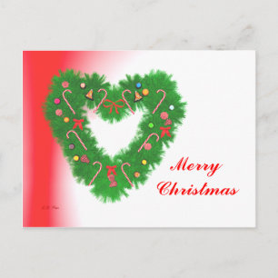 Cartes Pour Fêtes Annuelles Couronne de coeur de Noël