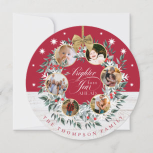 Cartes Pour Fêtes Annuelles Couronne de collage de photos flocon de neige roug