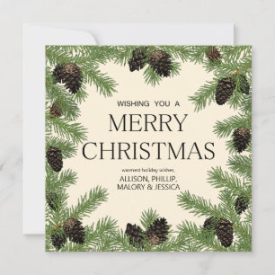 Cartes Pour Fêtes Annuelles Couronne de cônes de pin de fête