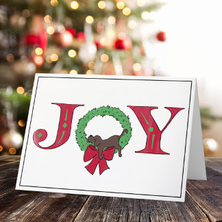 Cartes Pour Fêtes Annuelles Couronne de fête Joyeuse Chien Endormi Classique