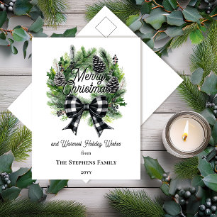 Cartes Pour Fêtes Annuelles Couronne de fêtes de Noël Joyeux Noël Non-Photo