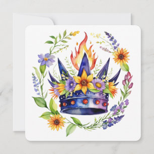 Cartes Pour Fêtes Annuelles Couronne de feu de Beltane Sabbat floral d'été