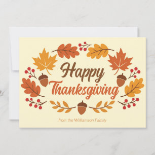 Cartes Pour Fêtes Annuelles Couronne de feuilles de Thanksgiving heureuse mign