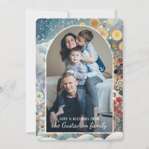 Cartes Pour Fêtes Annuelles Couronne de fleurs de vacances abstraites de floco