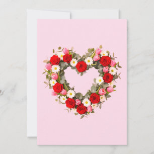 Cartes Pour Fêtes Annuelles Couronne de fleurs en forme de cœur Roses Margueri