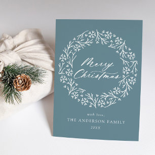 Cartes Pour Fêtes Annuelles Couronne de flocon de neige élégant Frost Blue Non