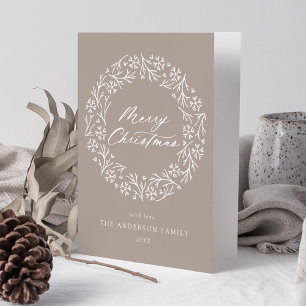 Cartes Pour Fêtes Annuelles Couronne de flocon de neige élégant Taupe Non-Phot