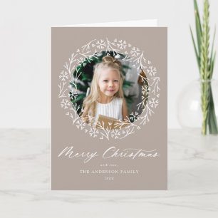 Cartes Pour Fêtes Annuelles Couronne de flocon de neige élégante Mocha 2 Photo