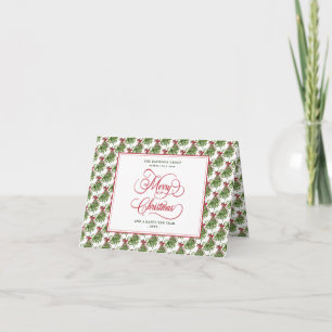 Cartes Pour Fêtes Annuelles Couronne de gui ruban rouge écriture cursive Logo 