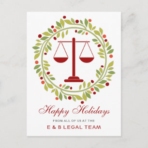 Cartes Pour Fêtes Annuelles Couronne de houx à l'échelle rouge Noël Simple Avo