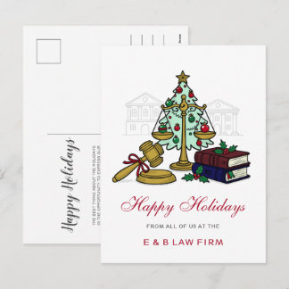 Cartes Pour Fêtes Annuelles Couronne de houx de balance de justice d'or Noël A