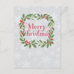 Cartes Pour Fêtes Annuelles Couronne de houx élégante Joyeux Noël 
