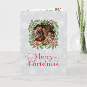 Cartes Pour Fêtes Annuelles Couronne de houx élégante Joyeux Noël Photo