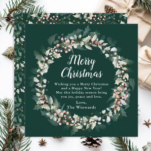 Cartes Pour Fêtes Annuelles Couronne de houx rouge Joyeux Noël