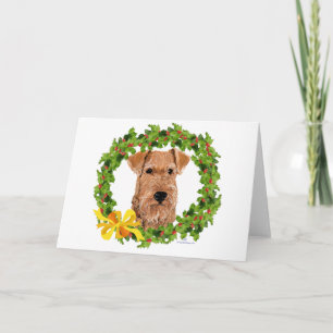 Cartes Pour Fêtes Annuelles Couronne de houx Terrier Irlandais