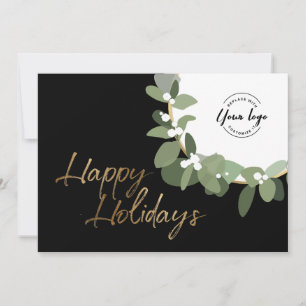 Cartes Pour Fêtes Annuelles Couronne de joyeuses fêtes en or Logo personnalisé