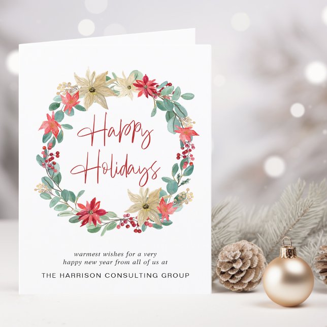 Cartes Pour Fêtes Annuelles Couronne de logo d'entreprise Noël d'entreprise (Spread the joy of the season and strengthen business relationships with our elegant holiday card)