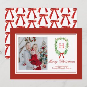 Cartes Pour Fêtes Annuelles Couronne de monogramme aquarelle chic