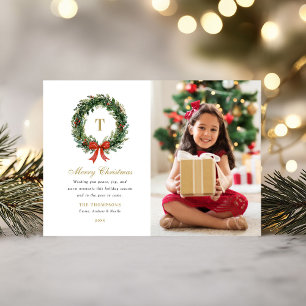 Cartes Pour Fêtes Annuelles Couronne de monogramme classique de Noël Photo de