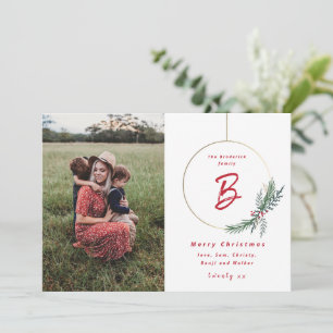Cartes Pour Fêtes Annuelles Couronne de monogramme moderne pour Noël en photo
