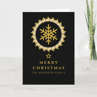 Cartes Pour Fêtes Annuelles Couronne de neige en or noir pour photo de Noël