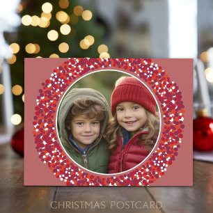 Cartes Pour Fêtes Annuelles Couronne de Noël 1 Photo avec baies rouges