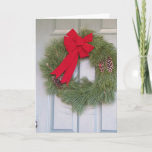 Cartes Pour Fêtes Annuelles Couronne de Noël à la porte