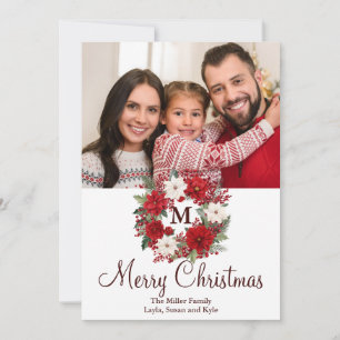 Cartes Pour Fêtes Annuelles Couronne de Noël à monogramme Élégance traditionne