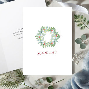 Cartes Pour Fêtes Annuelles Couronne de Noël aquarelle rouge et vert botanique