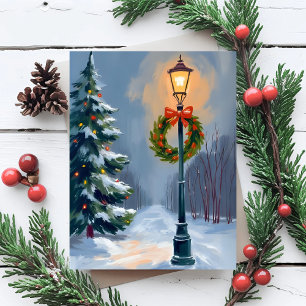 Cartes Pour Fêtes Annuelles Couronne de Noël Arbre de Lampadaire