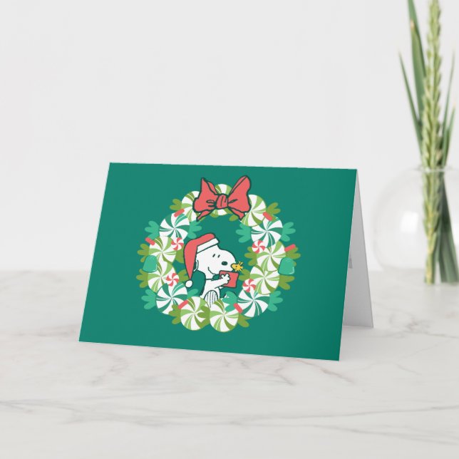 Cartes Pour Fêtes Annuelles Couronne de Noël au poivre de la fête de Noël (Devant)