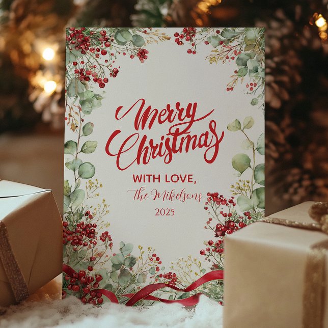 Cartes Pour Fêtes Annuelles Couronne de Noël aux baies d'hiver (Créateur téléchargé)