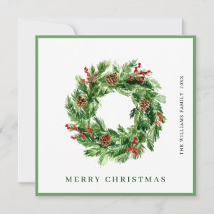 Cartes Pour Fêtes Annuelles Couronne de Noël aux cônes de pin et baies de houx