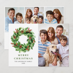 Cartes Pour Fêtes Annuelles Couronne de Noël aux cônes de pin et baies de houx