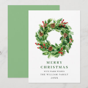 Cartes Pour Fêtes Annuelles Couronne de Noël aux cônes de pin et baies de houx