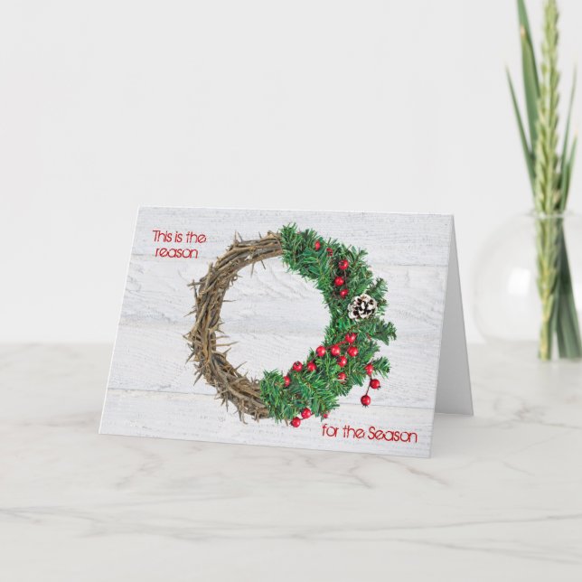 Cartes Pour Fêtes Annuelles Couronne de Noël avec couronne d'épines (Devant)
