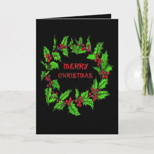 Cartes Pour Fêtes Annuelles Couronne de Noël avec houx et baies