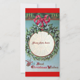 CARTES POUR FÊTES ANNUELLES COURONNE DE NOËL AVEC MISTLETOES
