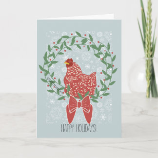 Cartes Pour Fêtes Annuelles Couronne de Noël avec poule rouge dans le motif de