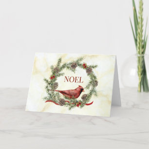 Cartes Pour Fêtes Annuelles Couronne de Noël avec un cardinal