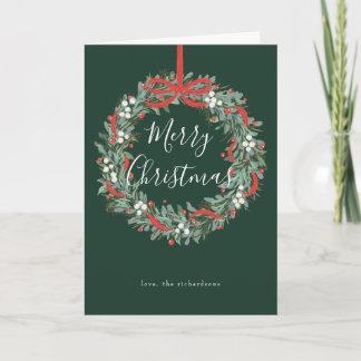 Cartes Pour Fêtes Annuelles Couronne de Noël baies et noeud