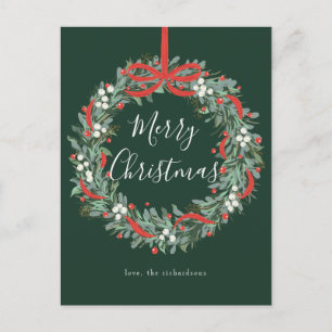 Cartes Pour Fêtes Annuelles Couronne de Noël baies et noeud
