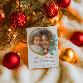 Cartes Pour Fêtes Annuelles Couronne de Noël botanique Joyeux Noël