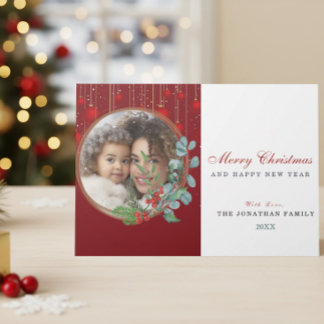 Cartes Pour Fêtes Annuelles Couronne de Noël botanique Photo de Noël