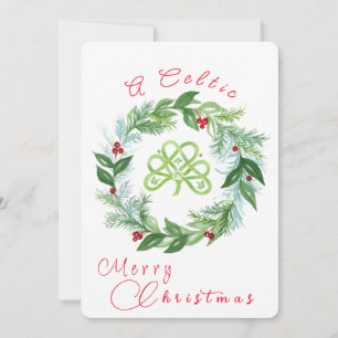 Cartes Pour Fêtes Annuelles Couronne de Noël celtique aquarelle PERSONALISE P