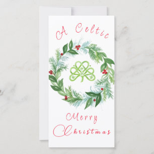 Cartes Pour Fêtes Annuelles Couronne de Noël celtique aquarelle PERSONALISER 